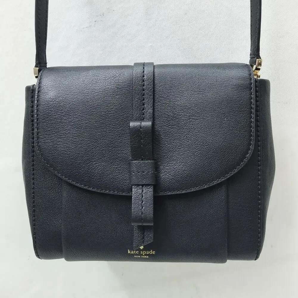 Kate Spade New York Black Leather Flap Closure Crossbody Bag